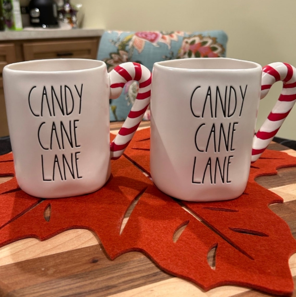 2 piece Christmas Candy Cane Lane pair of mugs BRAND NEW